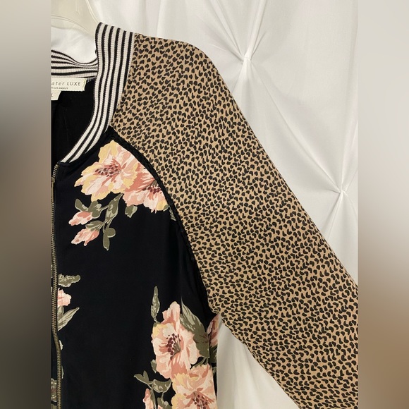 Saltwater Luxe Floral Print Bomber Jacket Size L - Picture 5 of 7